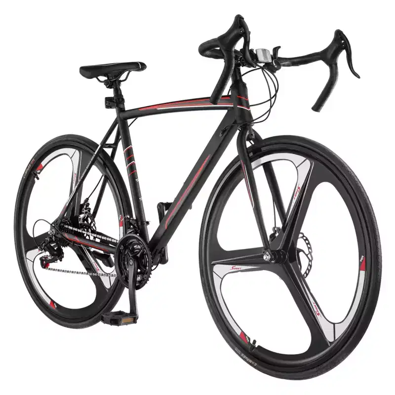 NAYSAYE Road Bike Racing Bicycle 700C with 21 Speeds Carbon Steel Frame and Disc Brakes for Urban Commuting, Black, 53.74*8.27*29.13