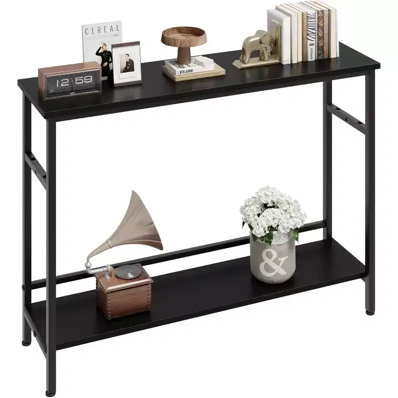 Entryway Table, 2 Tier Console Tables with Storage, Adjustable Shelf Console Table, Industrial Sofa Table, for Entryway, Living Room