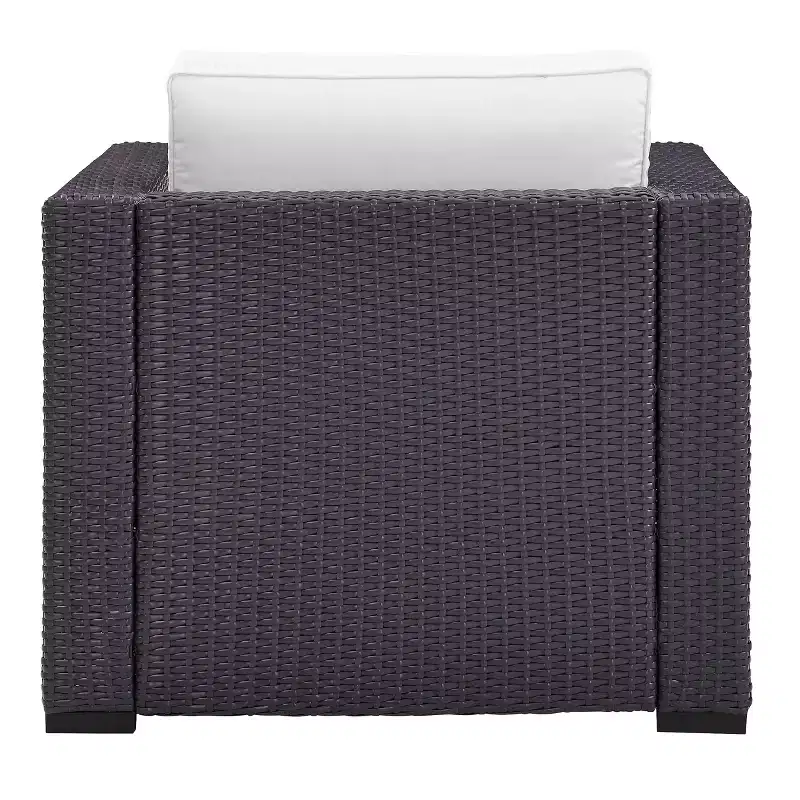Biscayne Armchair with White Cushions - Brown/White - Crosley
