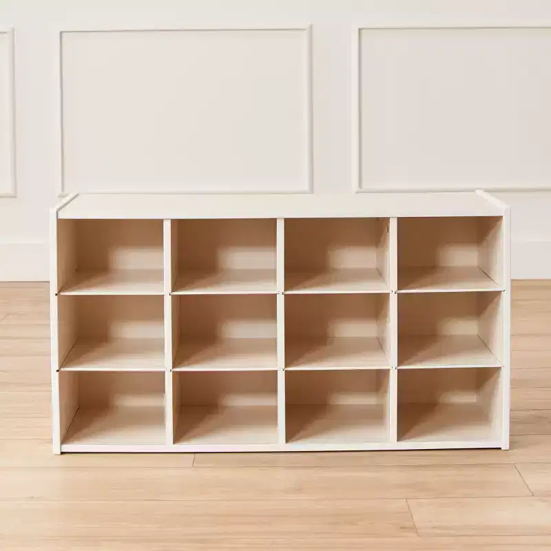 12 Cubby Tray Cabinet and 15 Scoop Front Bins, 3x4, Kids Furniture