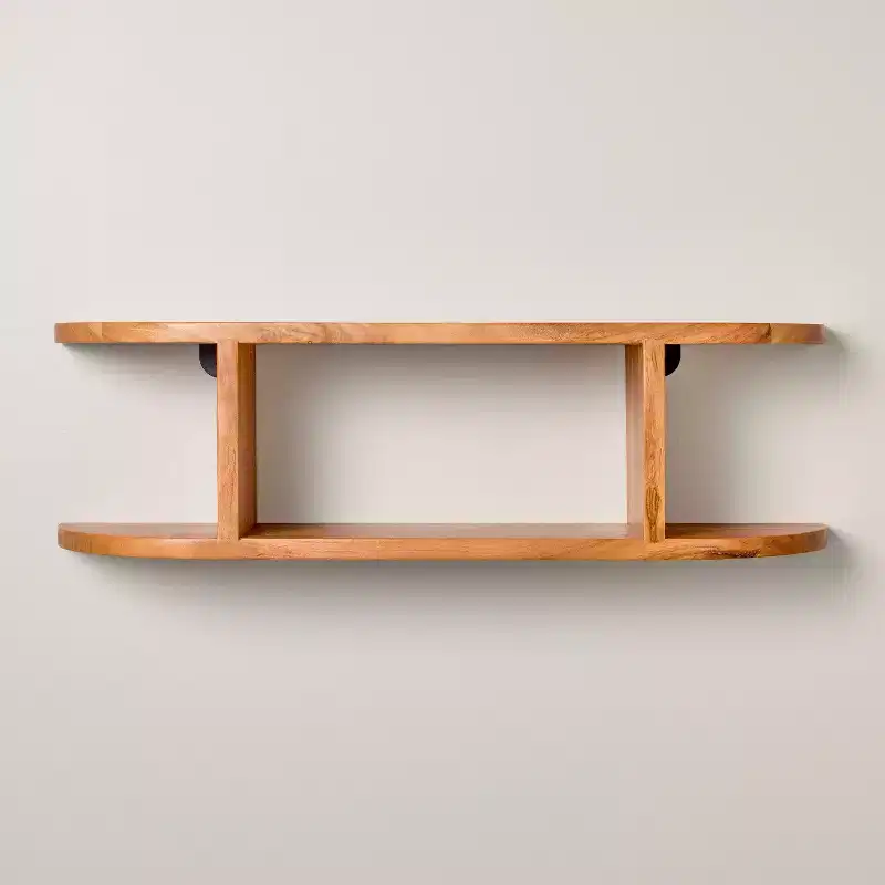 Rounded Edge Two Tier Wood Shelf