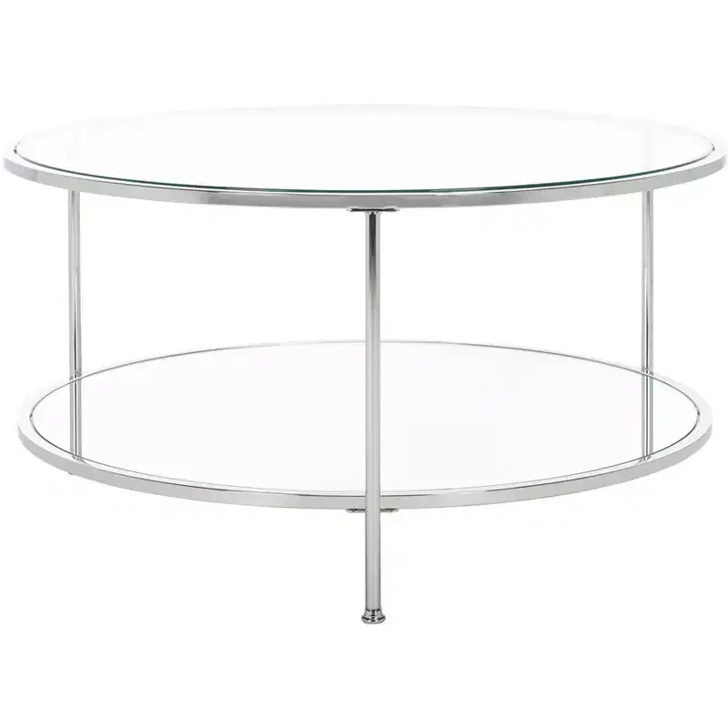 Round Coffee Table with Hidden Storage, Charcoal, Modern Living Room