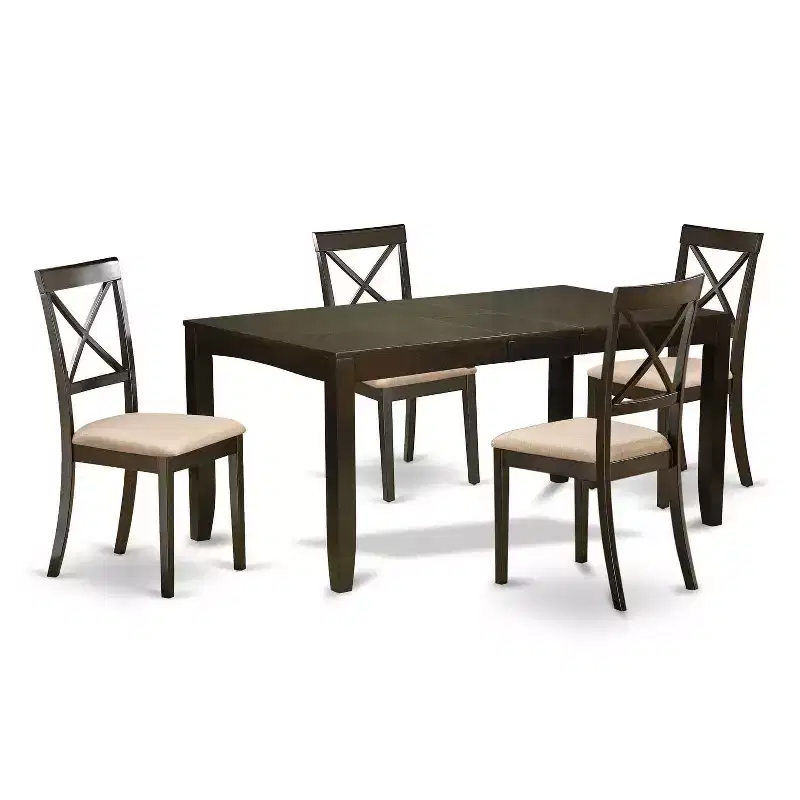 HomeStock 5-Pc Cappuccino Solid Wood Top - Dining Room Set - Seats 4