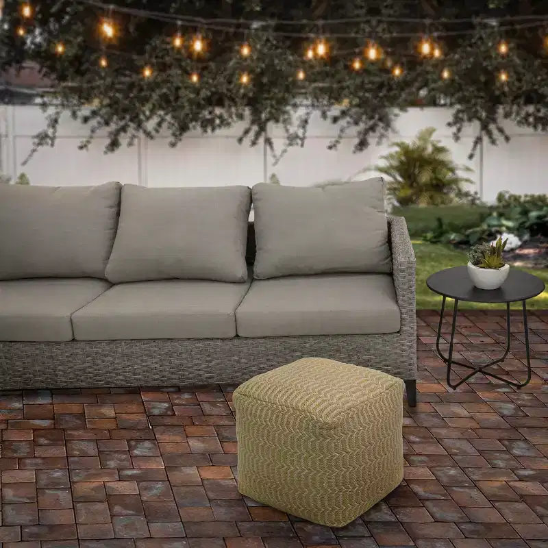 16 Hand Woven Pouf Ottoman Sand - National Tree Company