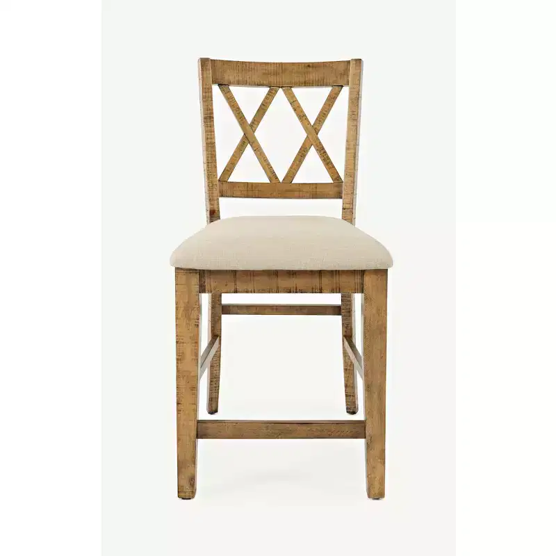 Jofran, Telluride Rustic Farmhouse Solid Wood Upholstered Counter Stool (Set of 2)