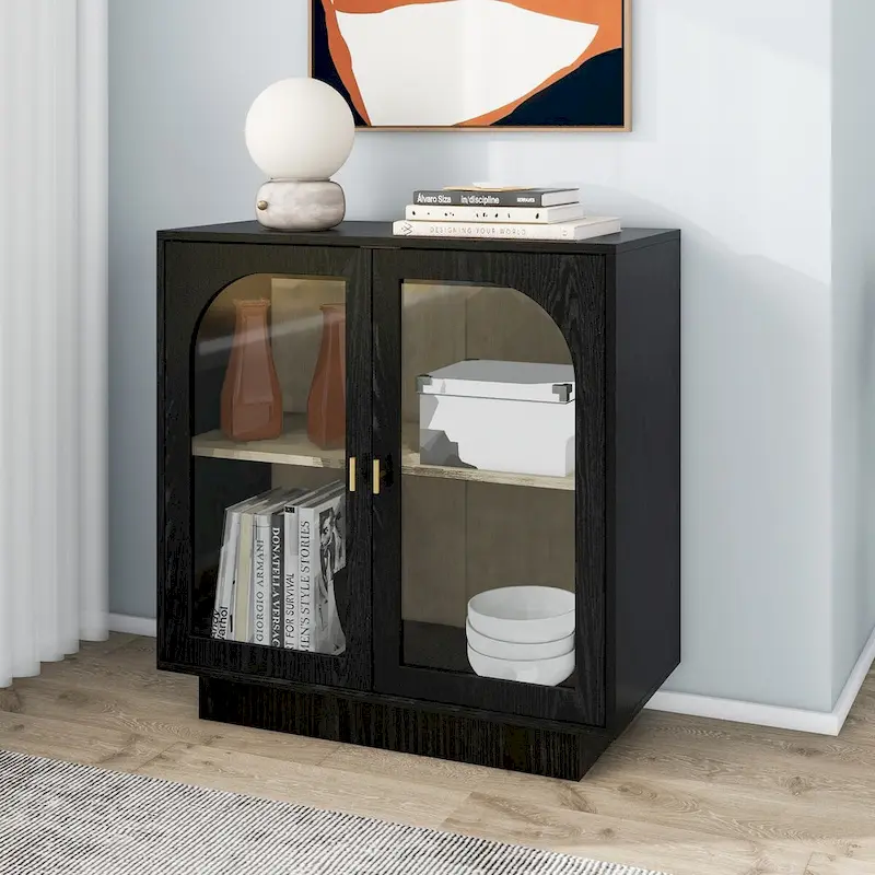 2 Storage Cabinet with Glass Door for Living Room,Dining Room,Study