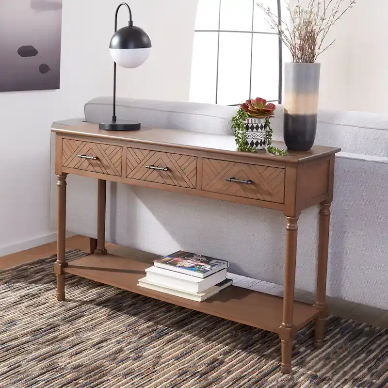 SAFAVIEH Jeanie 3-Drawer Bottom Shelf Console Table - 47.3 W x 13 L x 29.5 H - 47Wx13Dx30H