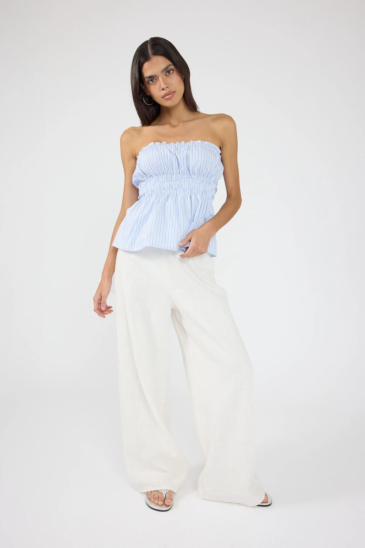 LINEN PANT White