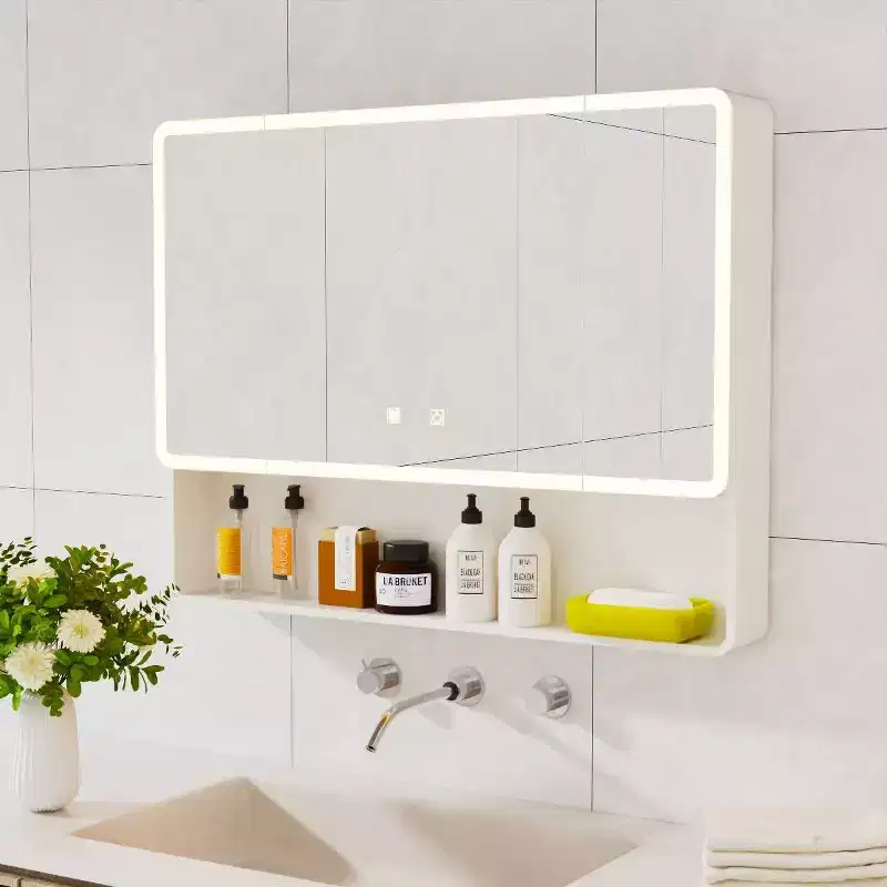 35 in. W x28 in. H Aluminum Medicine Cabinet with Mirror and Light, Anti-fog, Easy to install