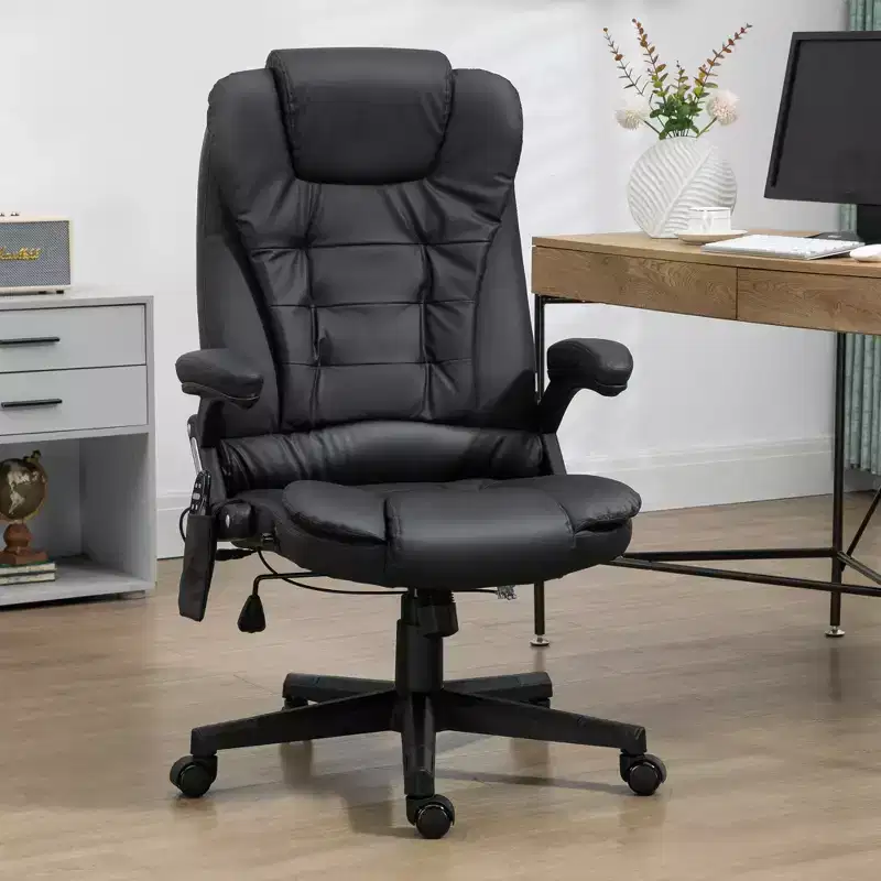 High Back Executive Massage Office Chair with 6 Point Vibration, 5 Modes, Faux Leather Heated Reclining Desk Chair