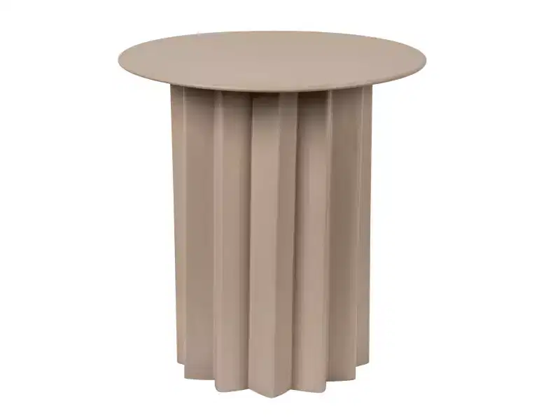 Storied Home Pleated Metal Side Table, Beige