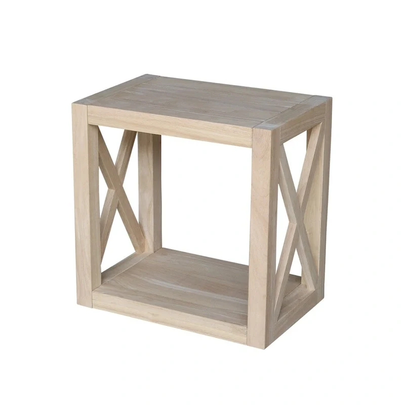 Solid Wood Unfinished Narrow End Table