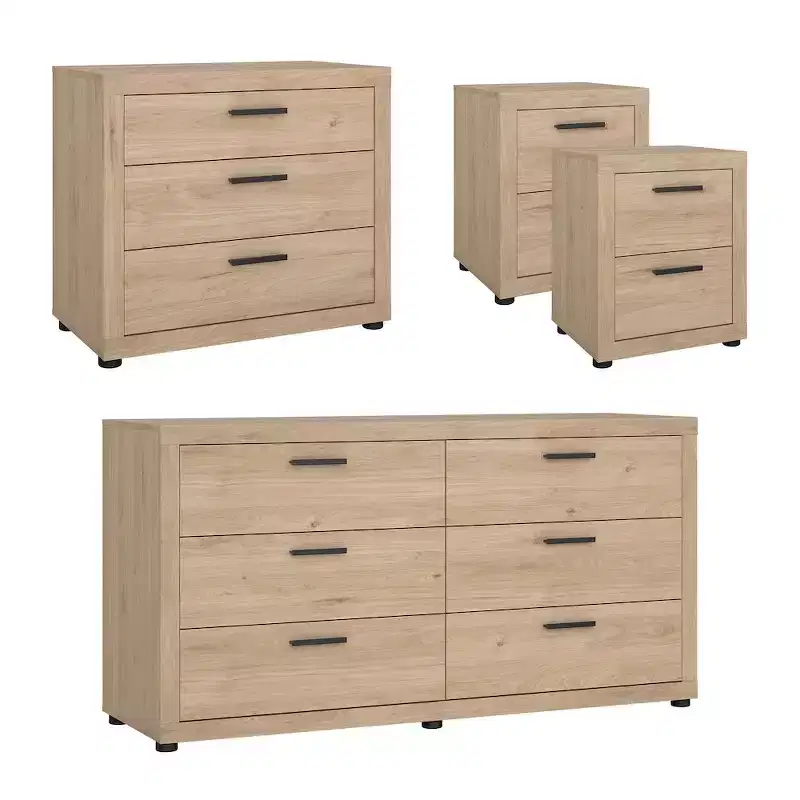 Tvilum, Mira 4-Piece Bedroom Set, Jackson Hickory