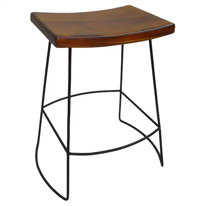 Carolina Living Set of 2 24 Portia Saddle Seat Counter Height Barstools Metal/Chestnut: Mango Wood, Dry Dust Care, No Back