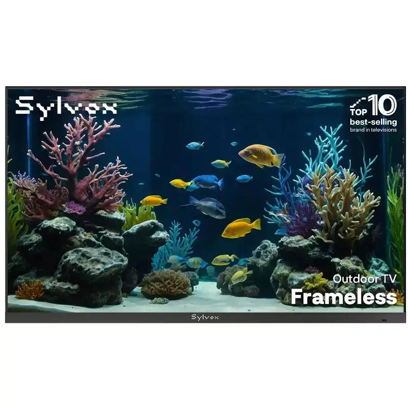 SYLVOX Frameless Partial Sun Outdoor Smart TV, 43 Google TV with Dobly Atmos, 4K 1000nits IP56 All Waterproof TV for PatioFrameless Latest NEW)