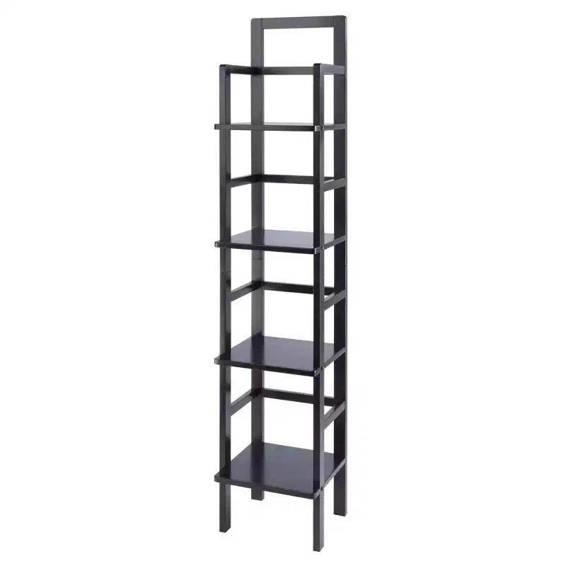 Aiden Narrow Bakers Rack Coffee - Winsome Wood: 4-Tier Storage, Lacquered Wood Finish, Fixed Shelves