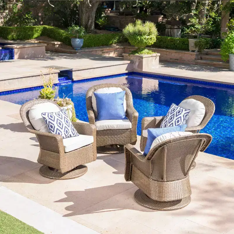 Christopher Knight Home Liam Outdoor Wicker Club Chairs with Cushions (Set of 4)