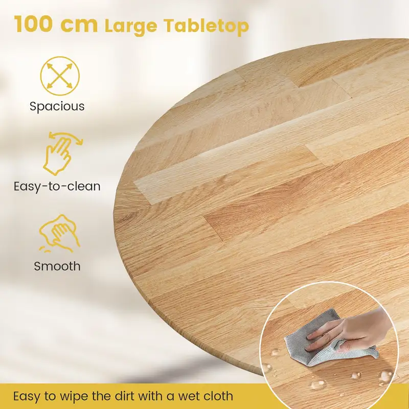 Costway Rustic Dining Table Wooden Dining Table with Round Tabletop & - See Details