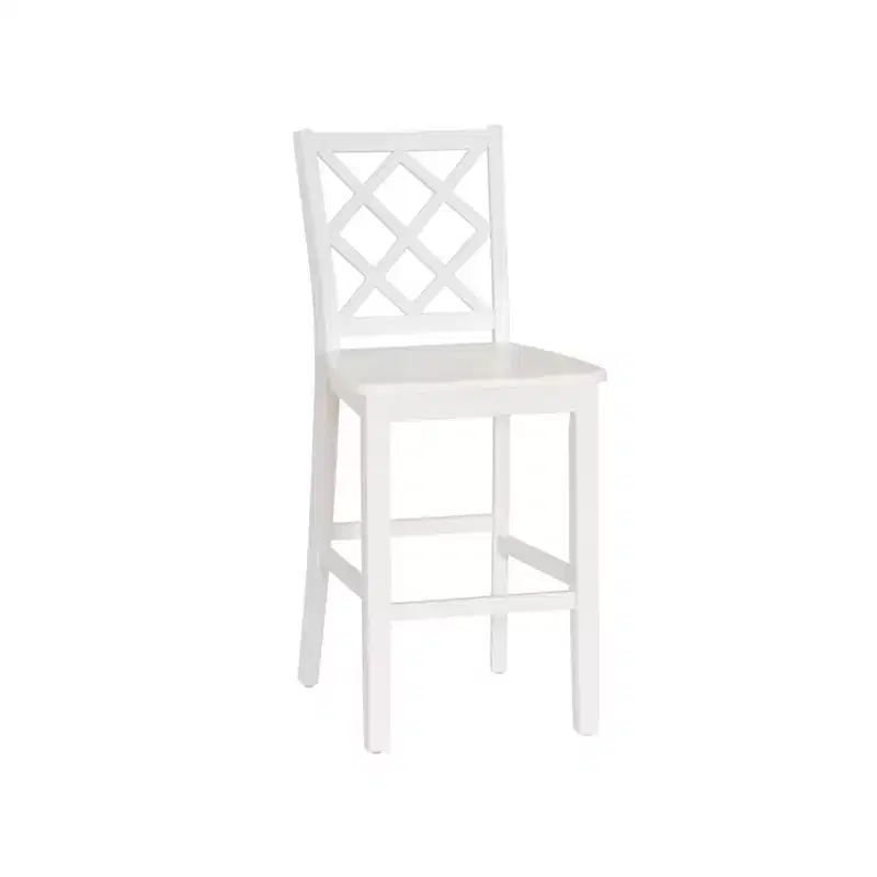 25.25" helby X-Back Farmhouse Counter Height Barstool White Finished Wood - Powell: olid Acacia & Rubberwood