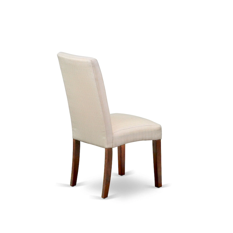 East West Furniture Kitchen Table Set- A Round Dining Room Table and Cream Linen Fabric Parson Chairs, Mahogany (Pieces Options)
