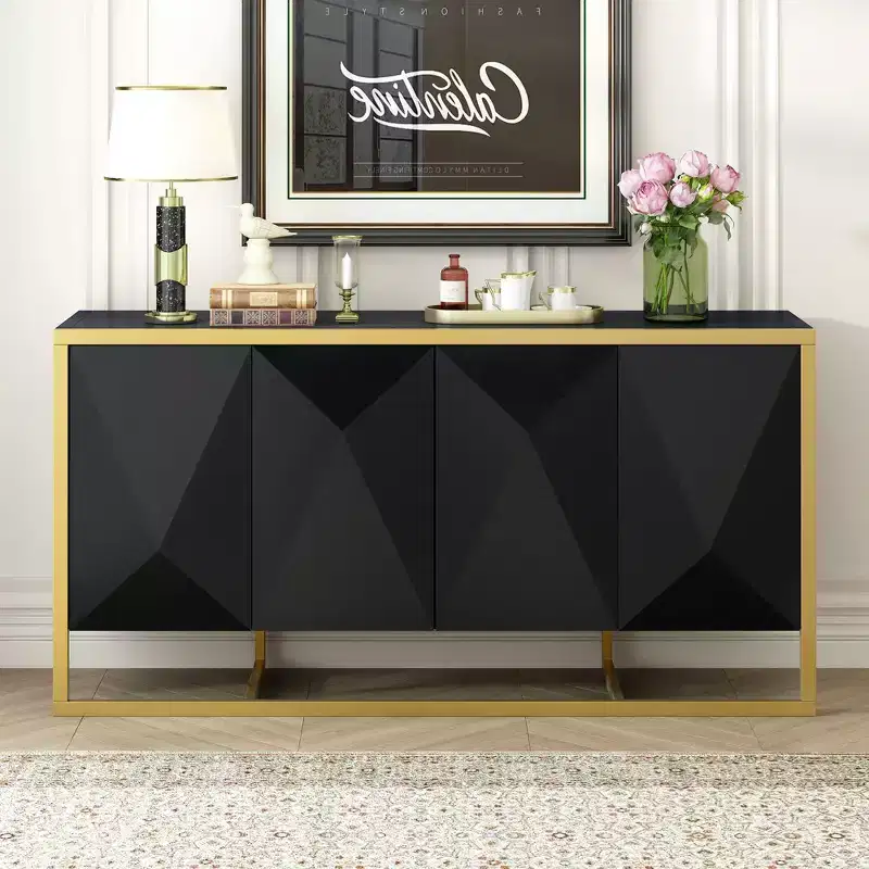 Modern Sideboard Buffet with Soft-Close Doors & Metal Legs, Console Table for Kitchen Living Room Study