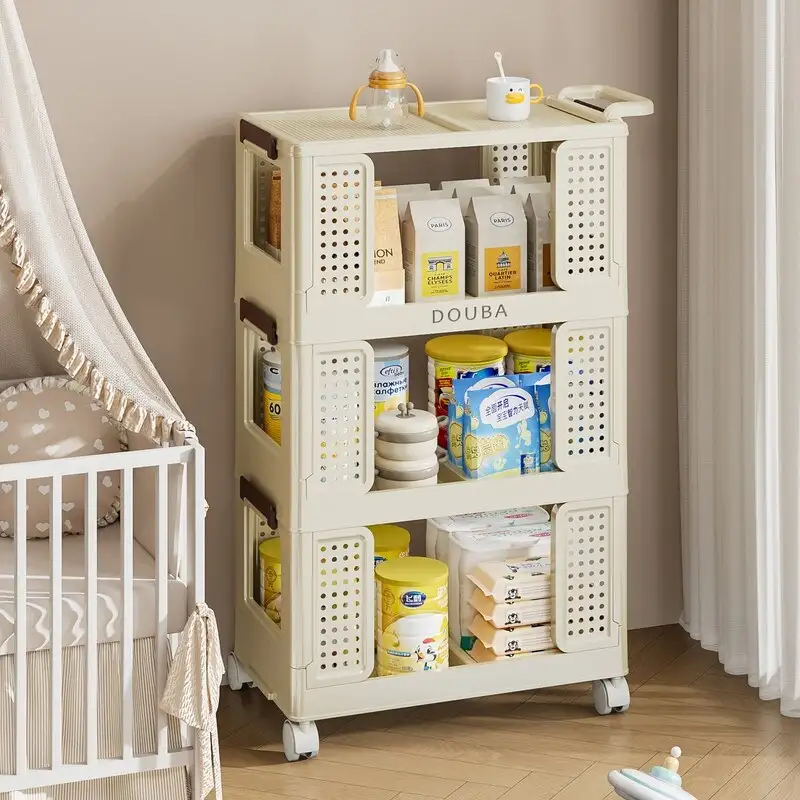 Mieres Slim Rolling Storage Cart, 4 Tiers Bathroom Organizer Utility Cart, Mobile Shelving Utility Rolling Cart