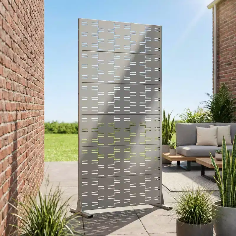 MAYEERTY Brick 01 Gray Galvanized Steel Room Divider, 72x35x16, 6-Piece Durable Indoor Outdoor Screen