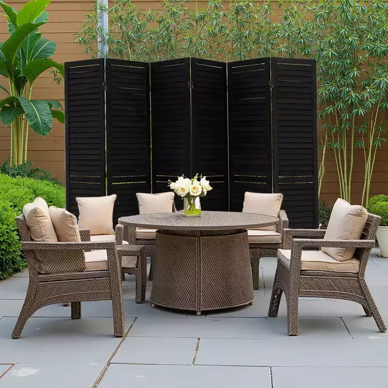 MAYEERTY Wood Room Divider, 5.6Ft, Freestanding Louvered Folding Privacy Screen