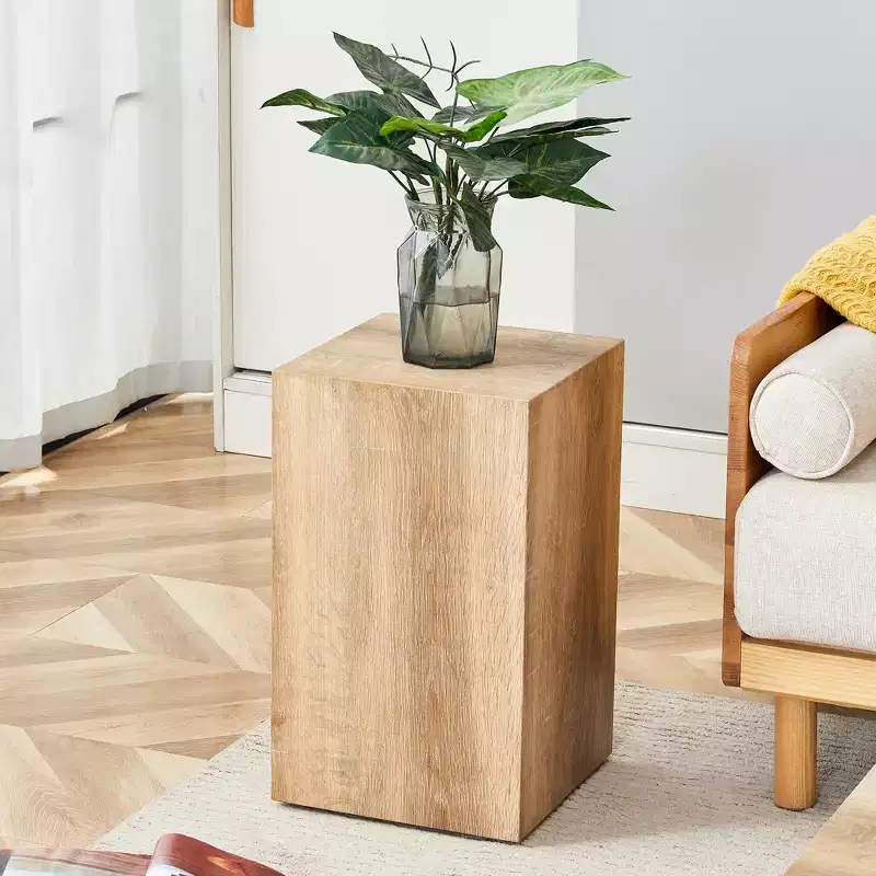 12 Light Wood Color MDF Coffee Table, Natural Texture Minimalist Multifunctional Accent Table for Living Room