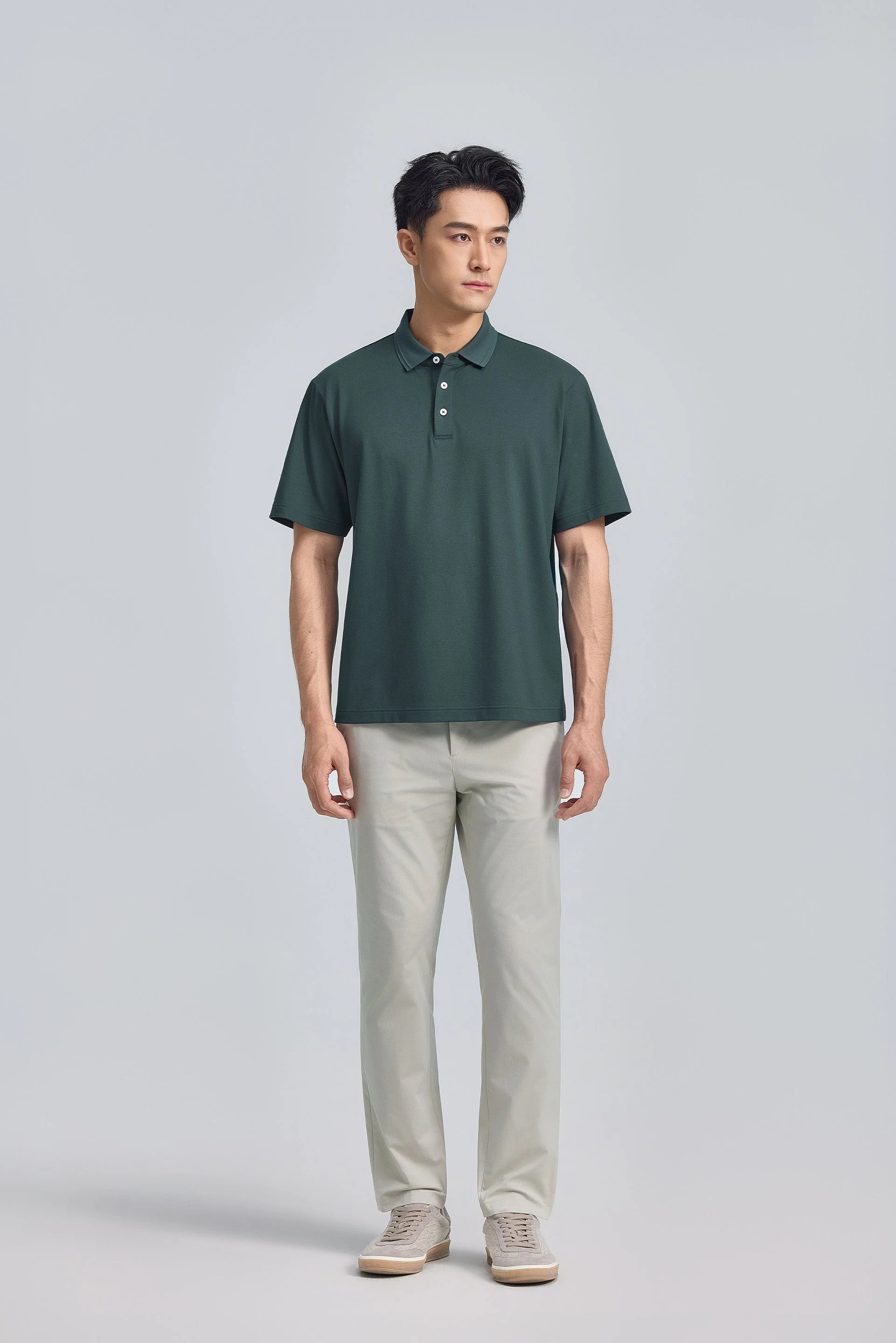 Tonal Tipped Pique Polo – Teal Green