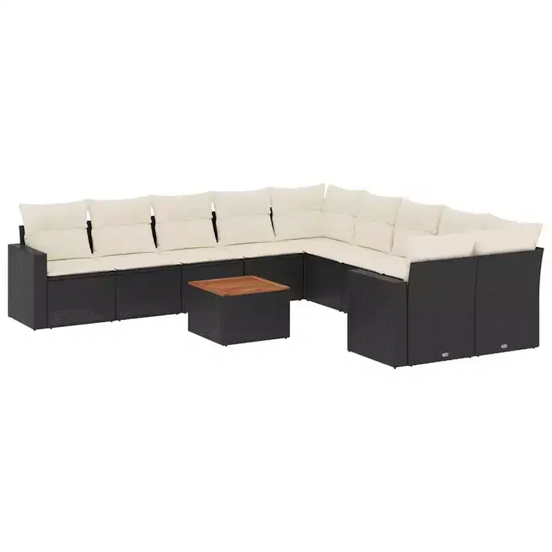 Outdoor Sofa Solid Acacia Wood and Polyester Natural