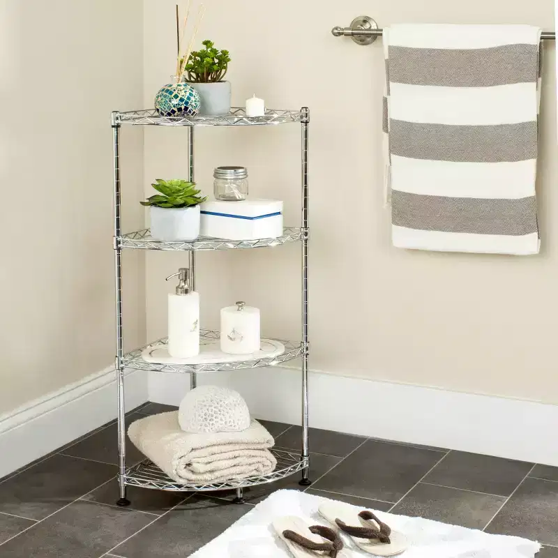 Damaris 4 Tier Corner Rack - Chrome - Safavieh