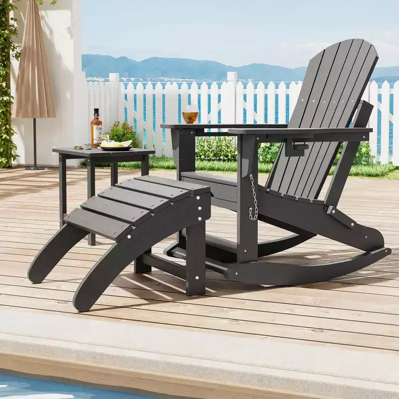 Adirondack Ottoman Footrest for Adirondack Chair, Weatherproof Outdoor Resin Patio Footstool for Pool, Porch, Lawn & Backyard