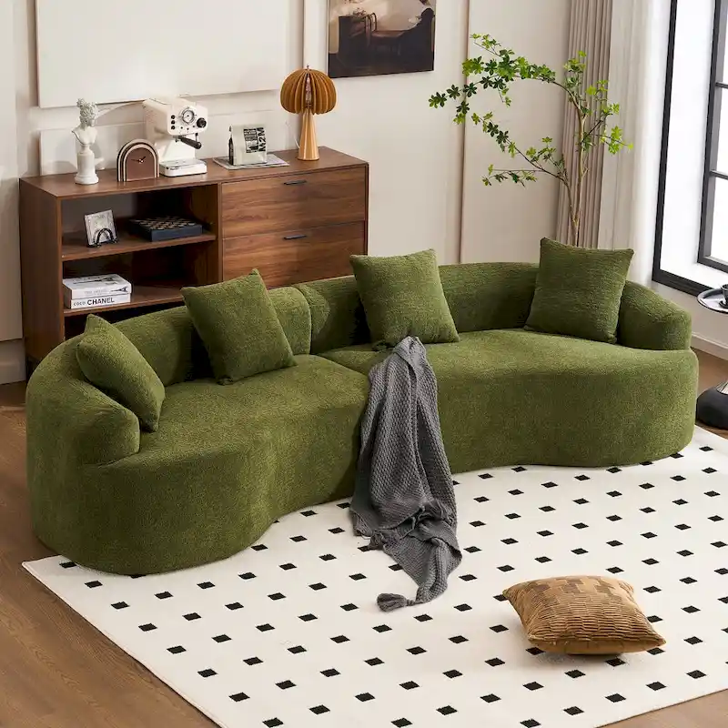 Luxury Chenille Fabric Sofa,4 Seater Modular Curved Sectional Couch