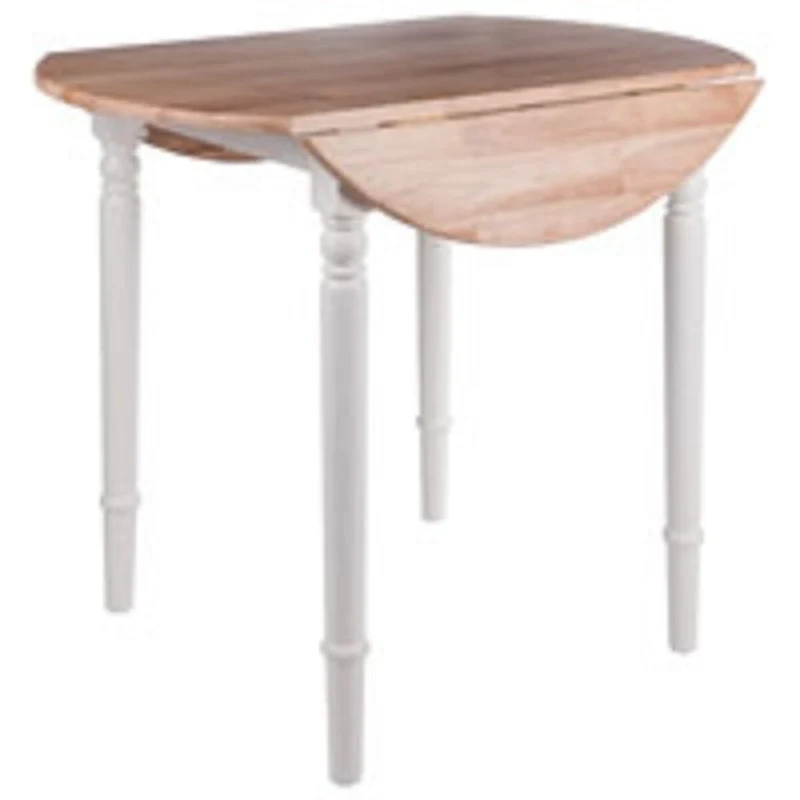 30 Beige and White Round Drop Leaf Table
