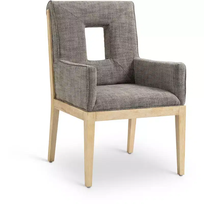 Meridian Furniture,Gwendolyn Linen Textured Fabric Dining Arm Chair