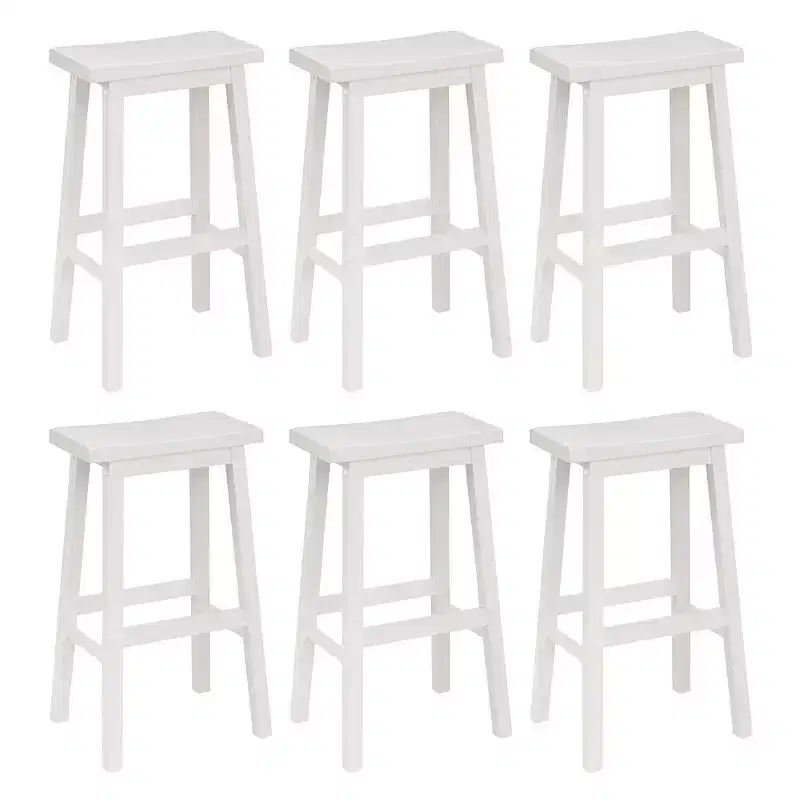Classic 29 Inch Saddle Seat Kitchen Bar Counter Stool, White