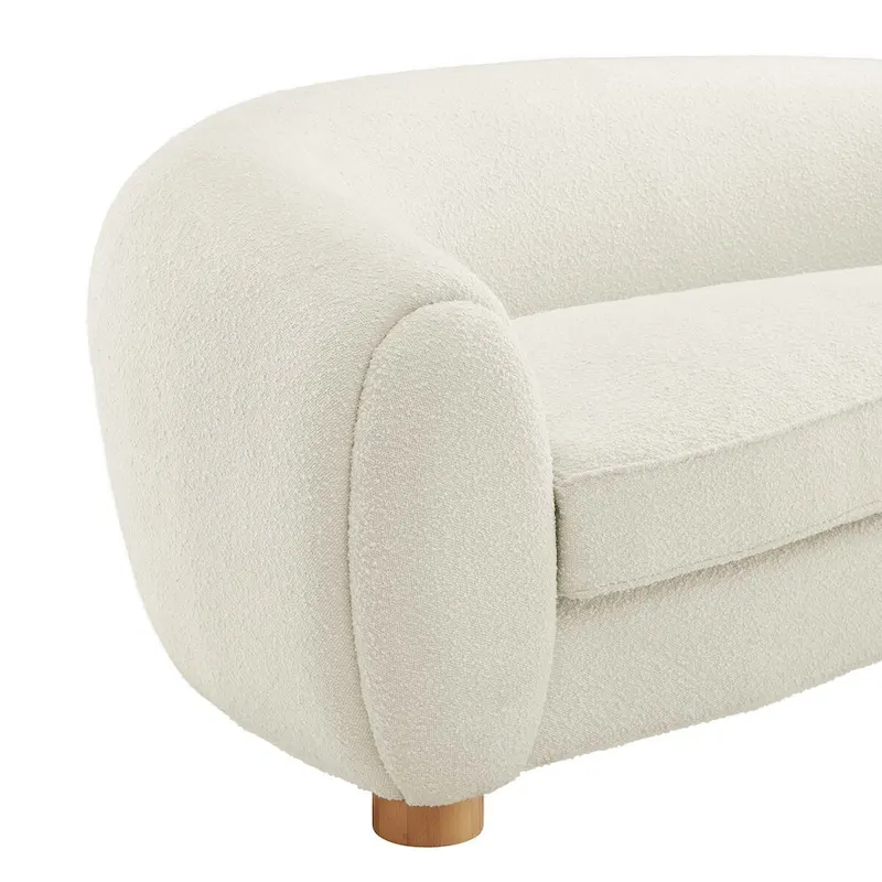 Contemporary Boucle Upholstered Sofa with Dense Foam and Beech Wood Legs