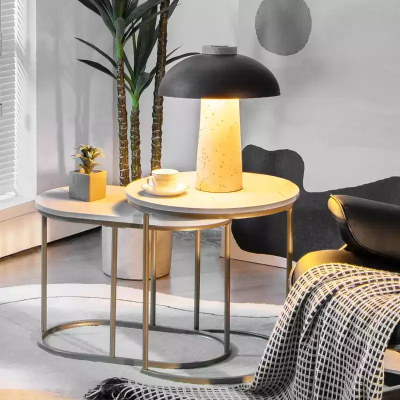 Costway Nesting Coffee Table Modern Set of 2 Coffee Side Table Set Living Room