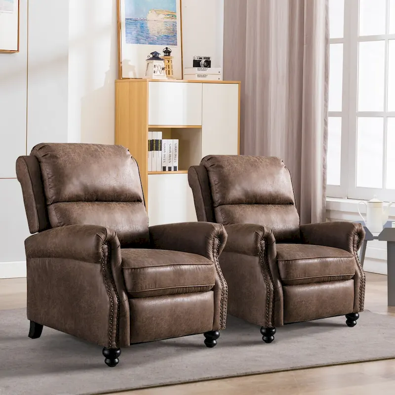 Pushback Club Recliner with Rivet Decoration  of 2