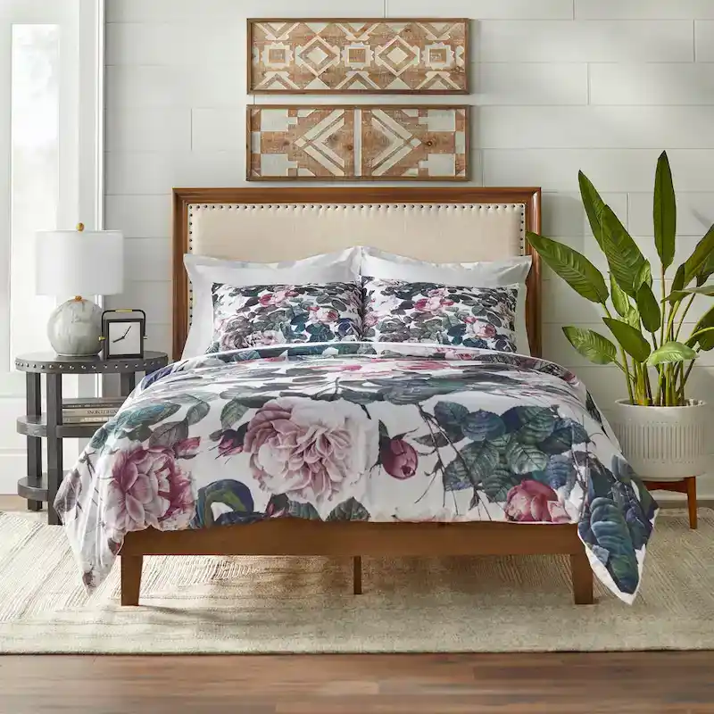 Upholstered Queen Platform Bed with Padded Headboard & Nailhead Trim – No Box Spring Needed