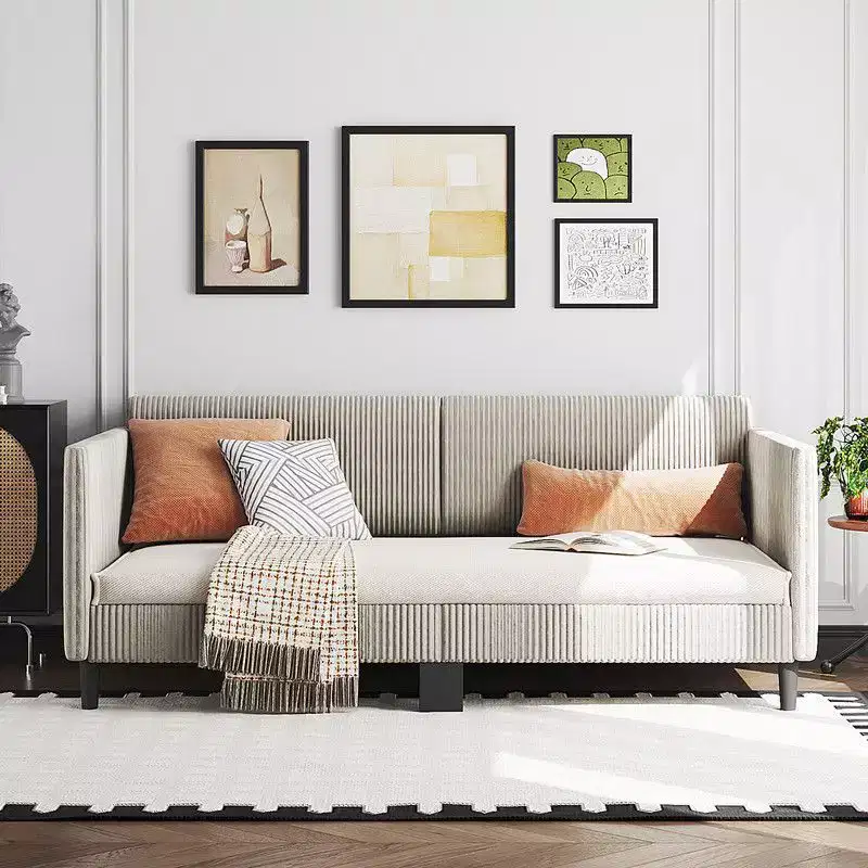 Karl Home Twin Daybed Corduroy Upholstered Guest Bed Comfy Sleeper Couch Sofa Bed