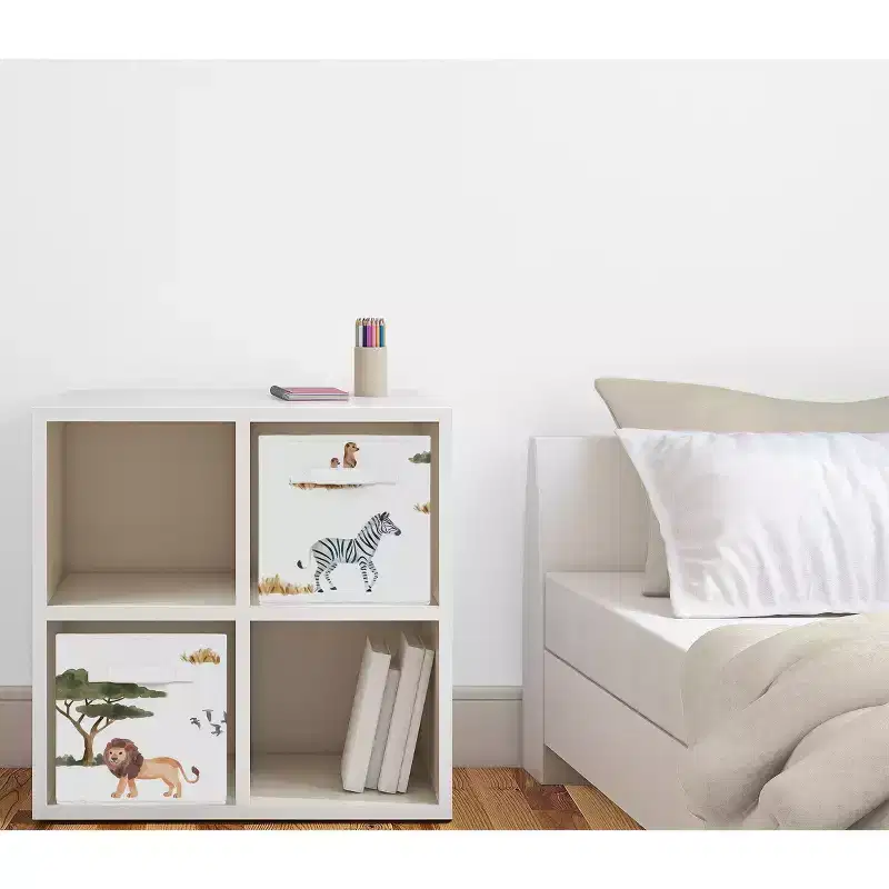 Boy or Girl Gender Neutral Unisex Kids' Decorative Fabric Storage Bins Jungle Animals Multicolor