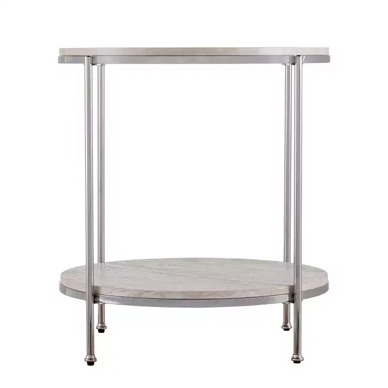 Round Faux Stone End Table - Charcoal