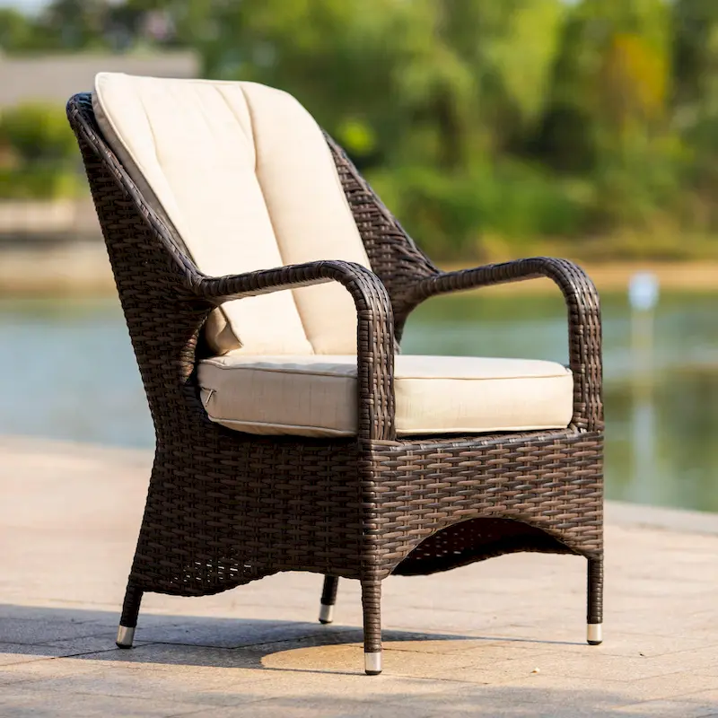 Outdoor Wicker Arm Chair with Cushion