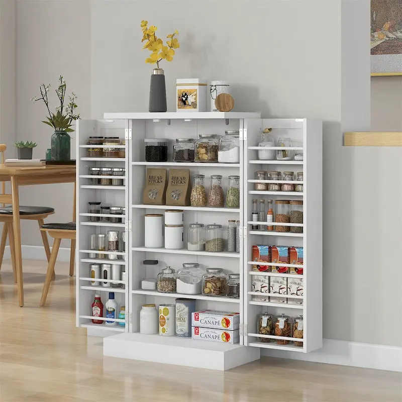 5-Tier Storage Cabinet with Double Doors and 12 Side Shelves