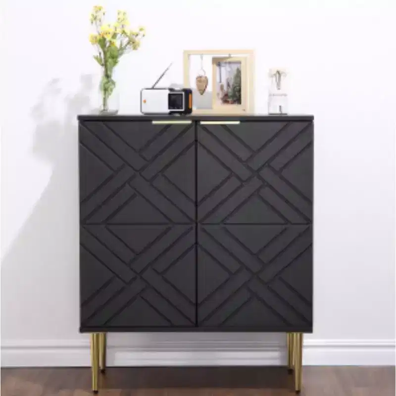 2-Door Storage Sideboard – Warm Finish Buffet Cabinet for Dining Room & Living Room