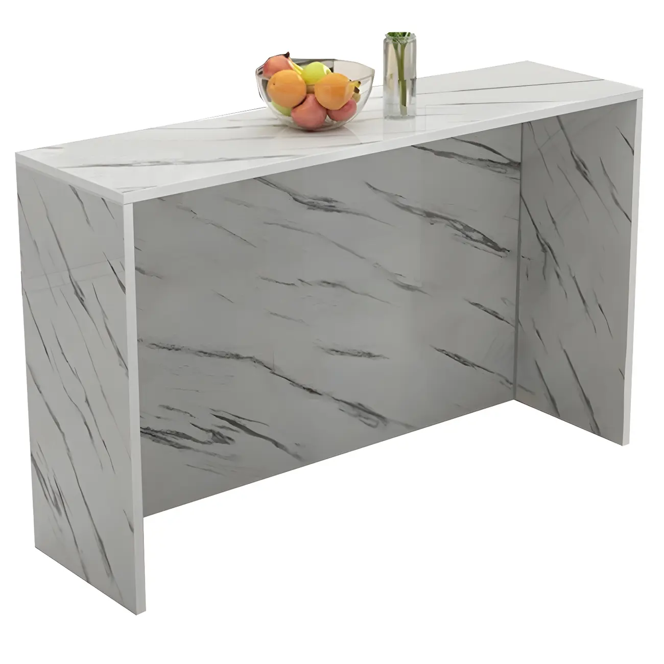 Living Room White Rectangular Wood Long Bar Table