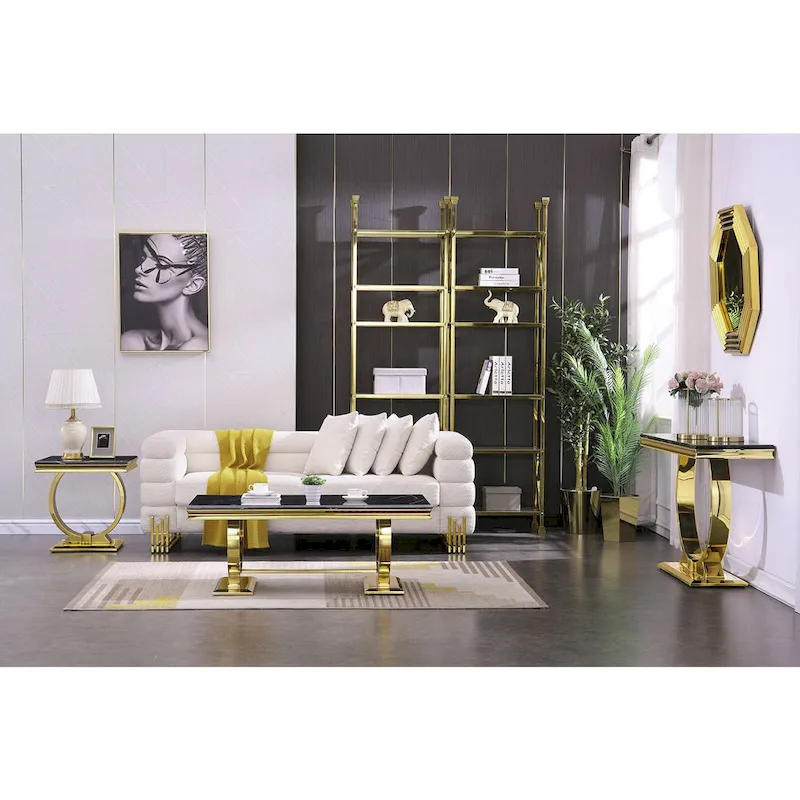 Modern Console Tables With Metal U Base and Gloss texture top
