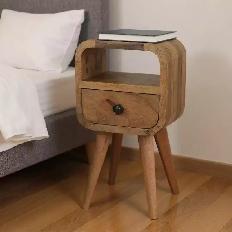 HomeRoots 16 Oak Solid Wood Square One Drawer Nightstand